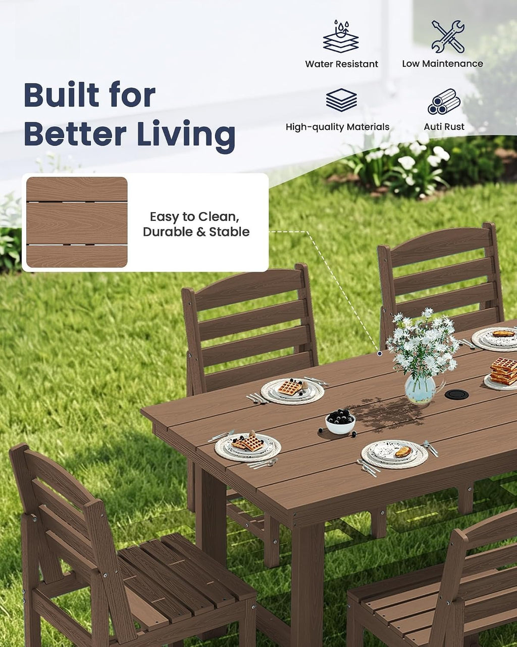 HDPE 6‑Piece Outdoor Patio Dining Set