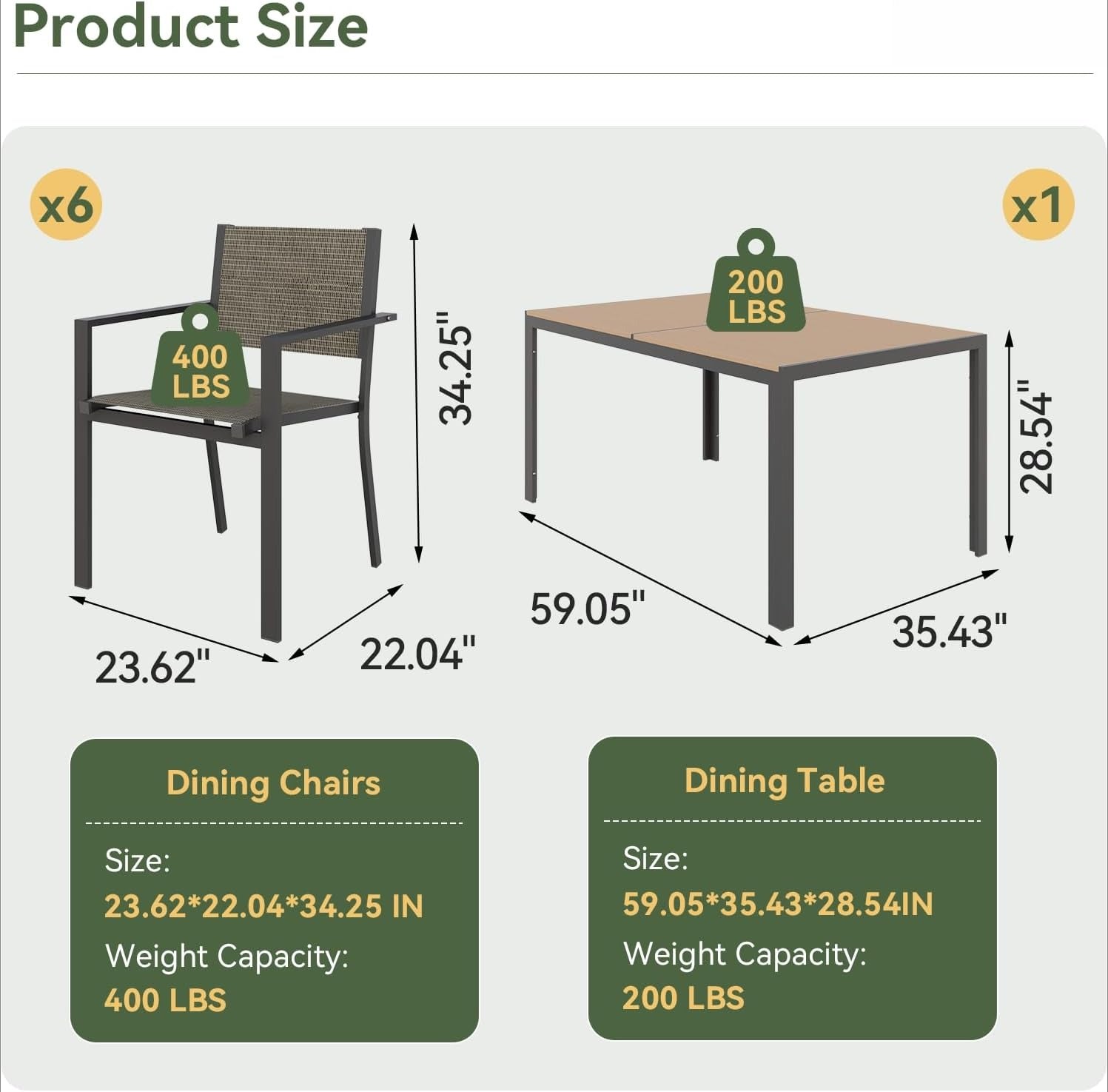 All‑Weather 7‑Piece Patio Dining Furniture Set