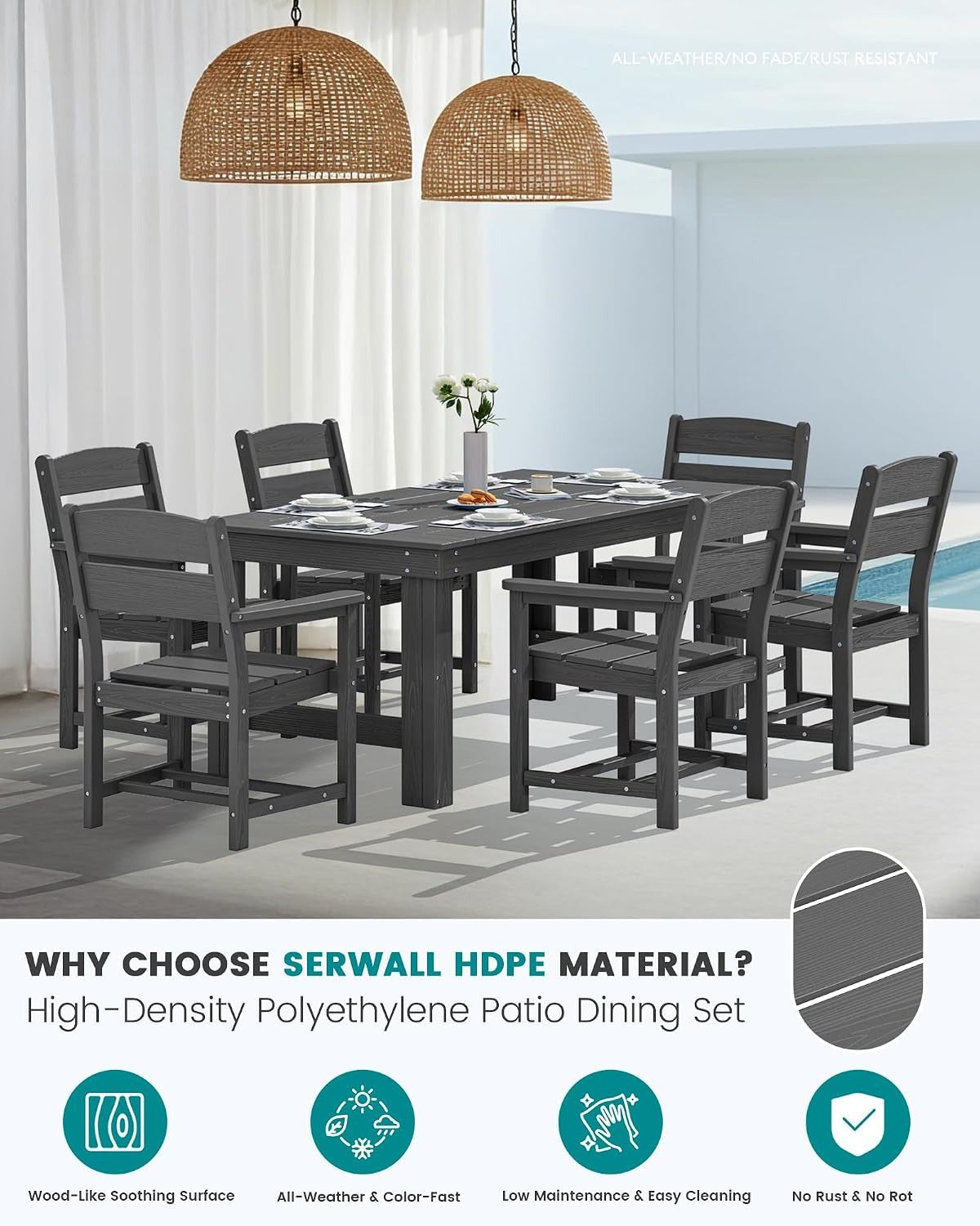 HDPE 4‑Seat Patio Outdoor Dining Set