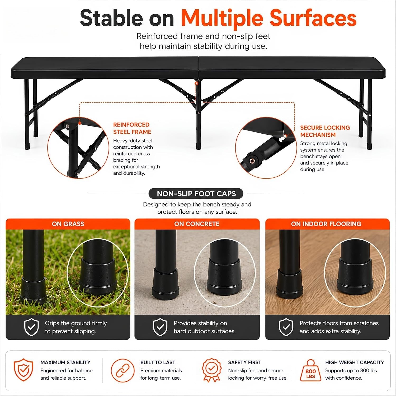 Portable Plastic Indoor Outdoor Folding Bench