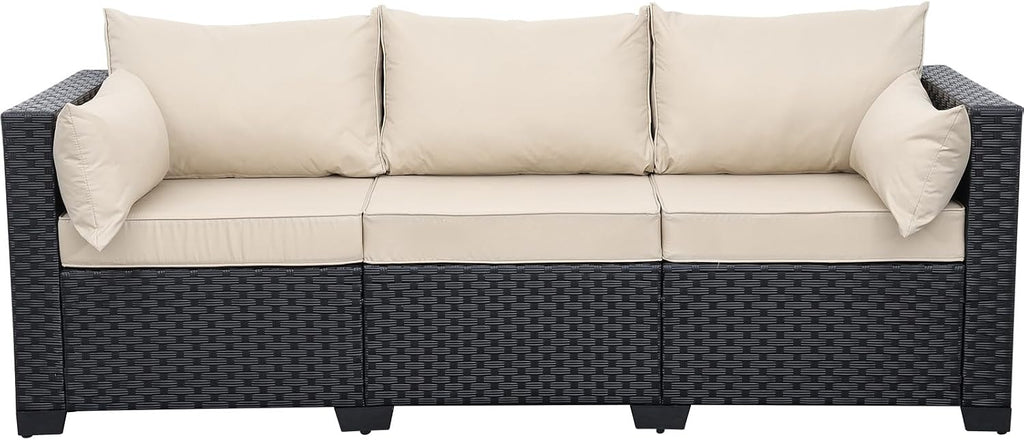 Wicker 3‑Seat Waterproof Outdoor Patio Sofa