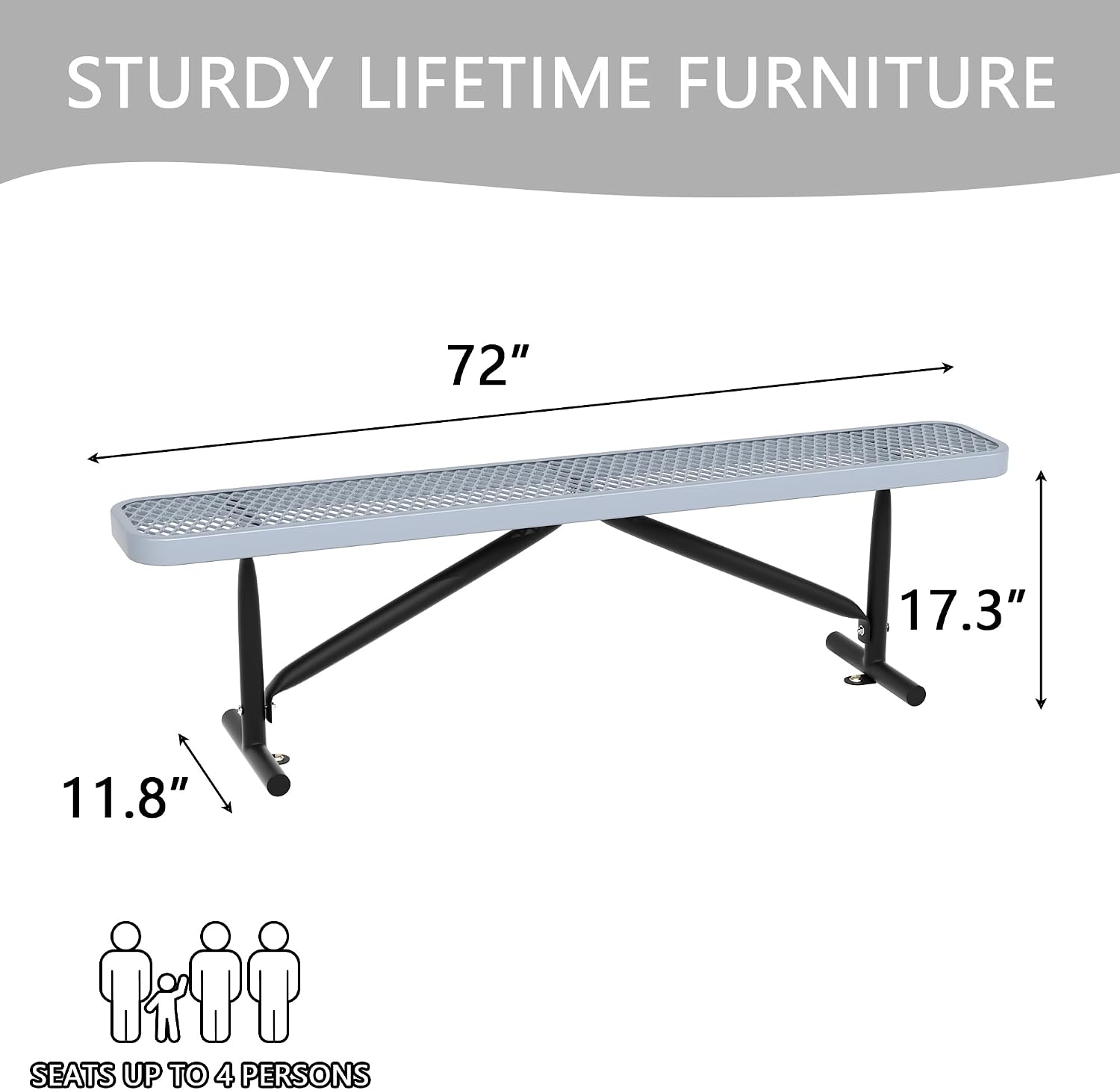 Heavy‑Duty Metal Outdoor Park Bench