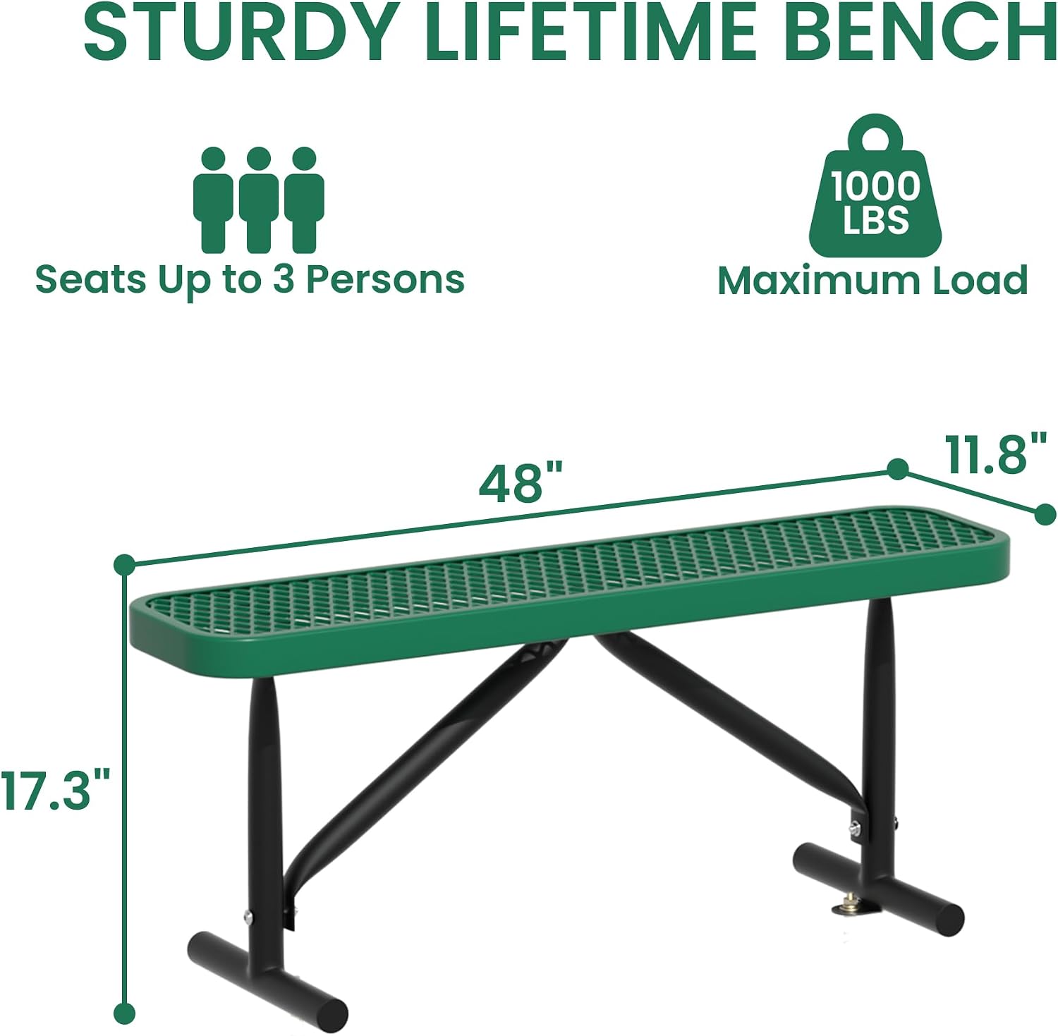 Heavy‑Duty Weatherproof Metal Outdoor Bench