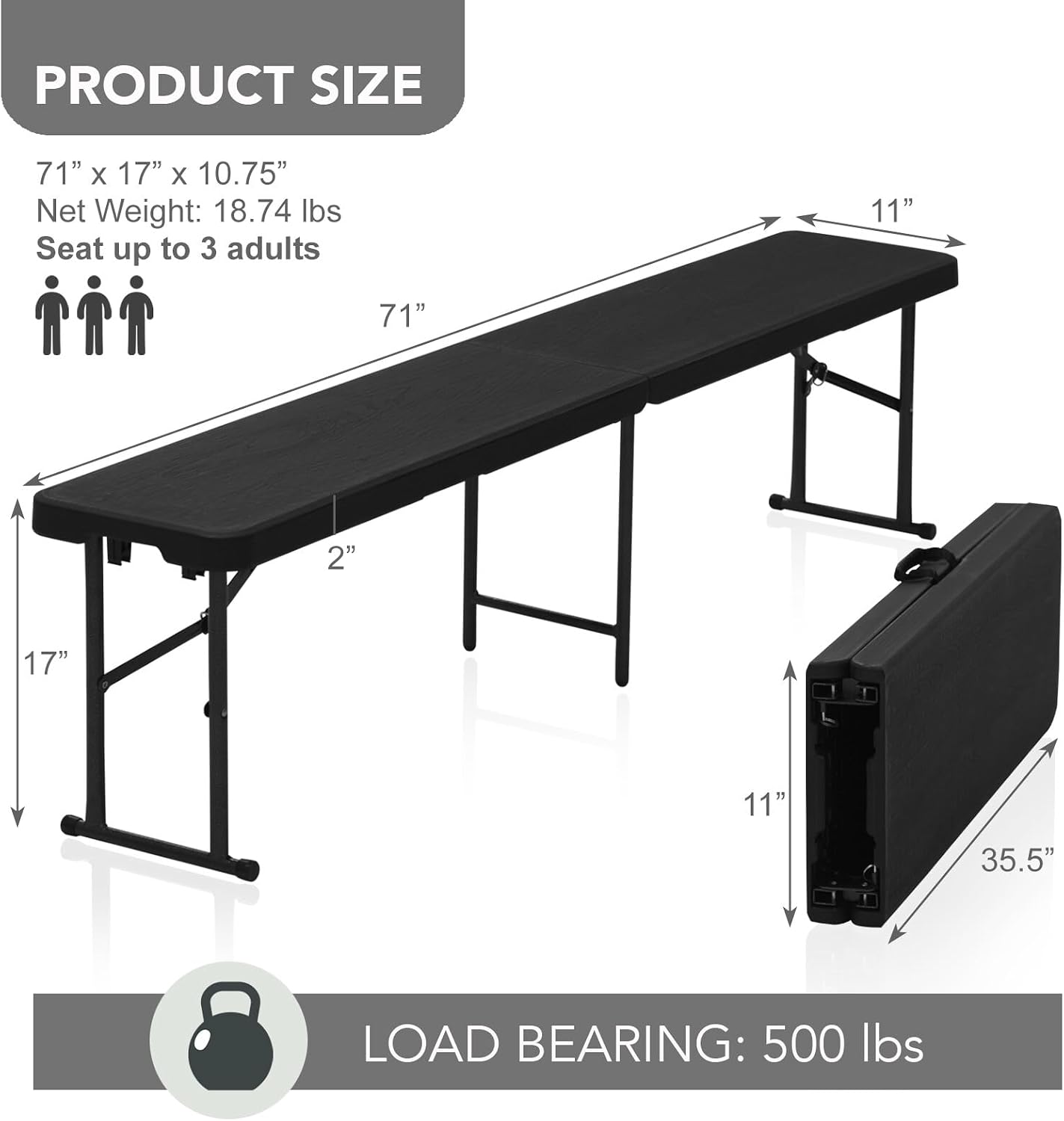 Portable Plastic Indoor Outdoor Folding Bench
