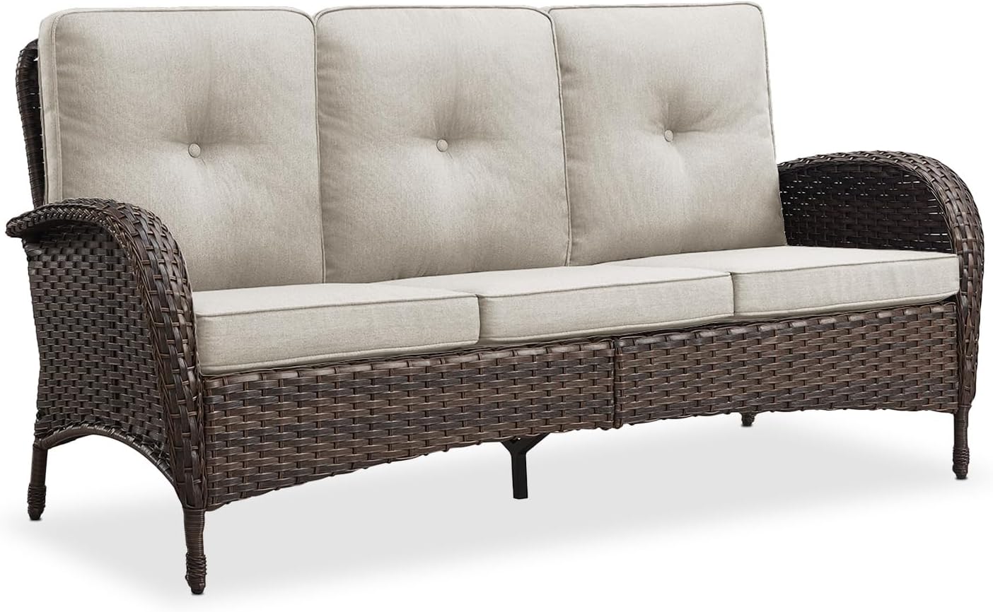 All‑Weather Wicker 3‑Seat Outdoor Patio Sofa