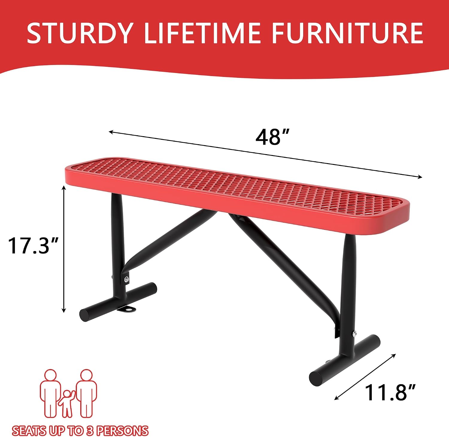 Heavy‑Duty Metal Outdoor Park Bench