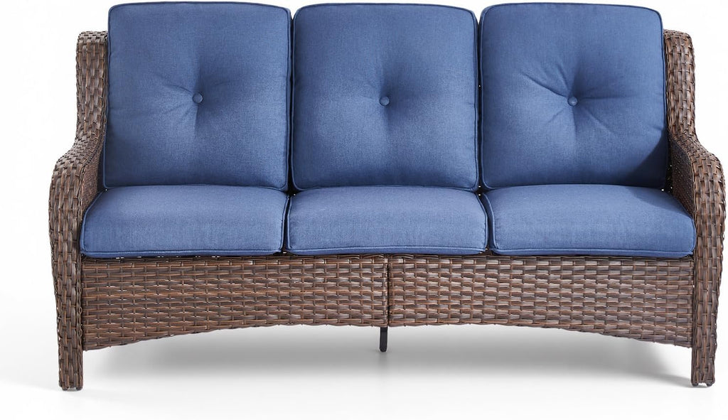 Heavy‑Duty Wicker 3‑Seat Outdoor Patio Sofa