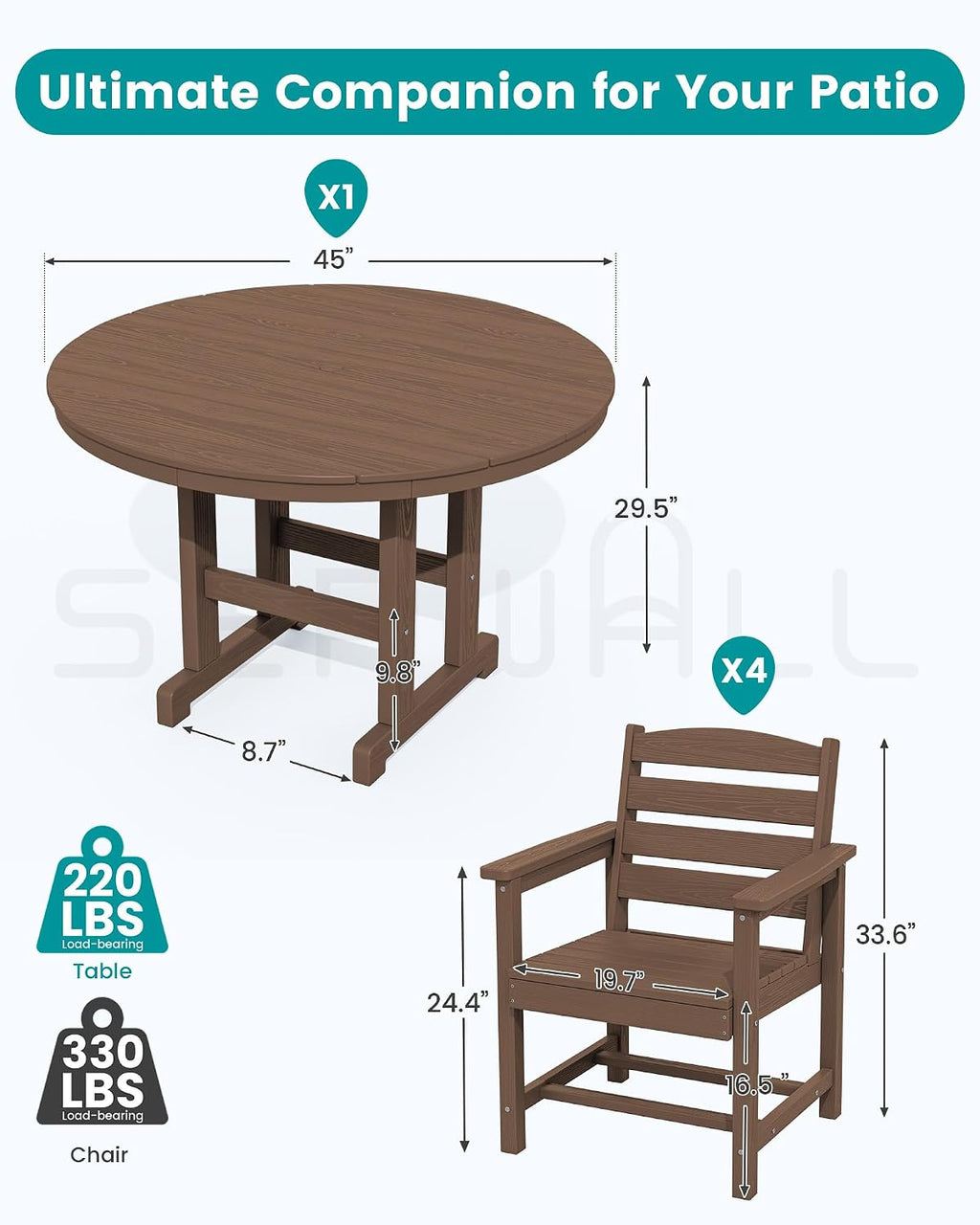 HDPE Round Outdoor Dining Furniture Set