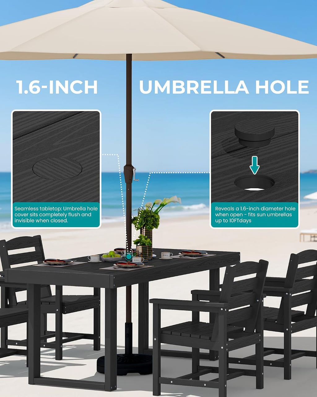 HDPE 4‑Seat Outdoor Patio Dining Set