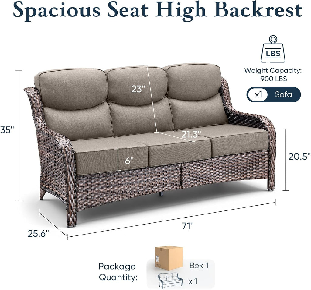 All‑Weather Wicker 3‑Seat Outdoor Patio Sofa
