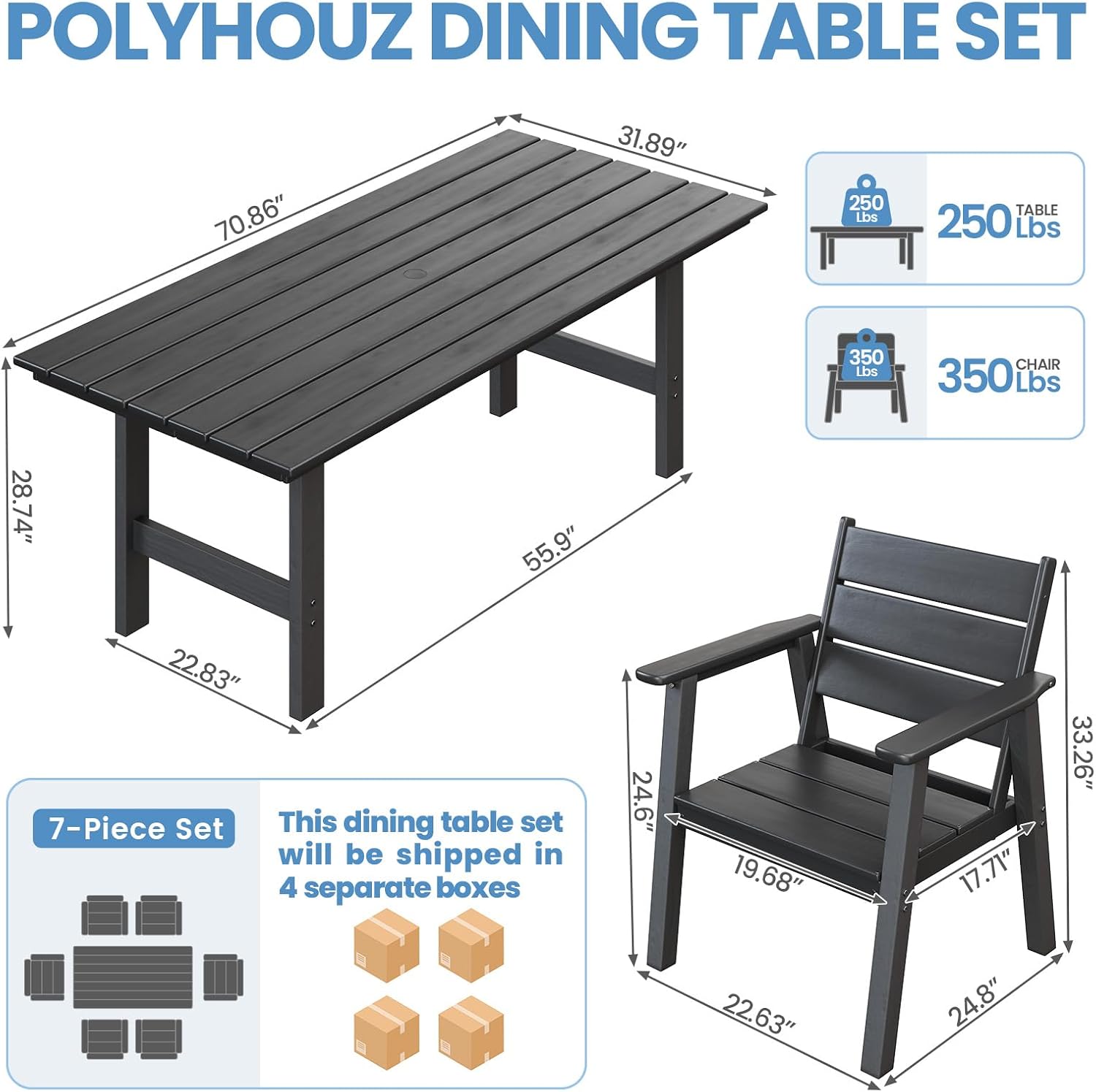 All‑Weather HDPE Outdoor Patio Dining Set