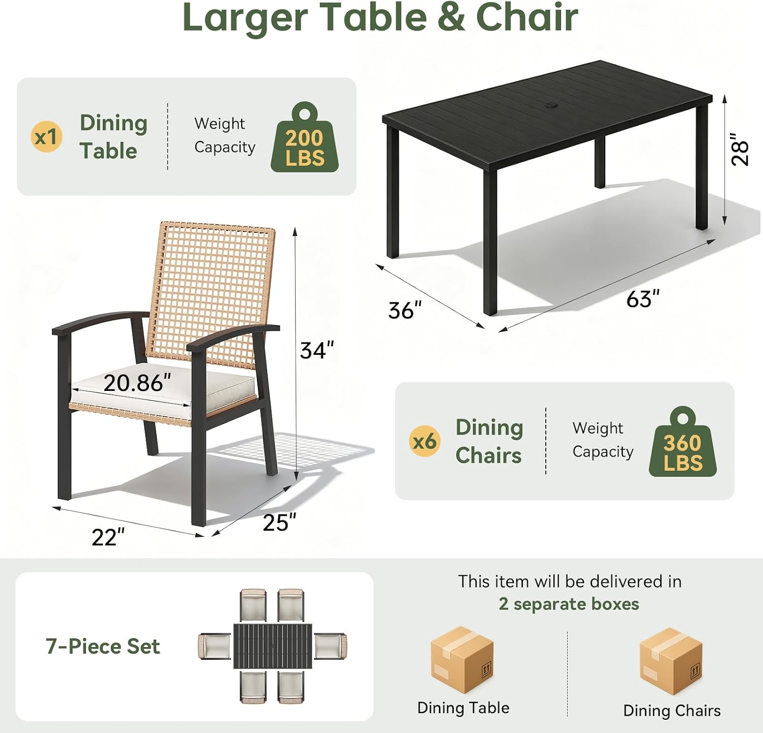 Wicker 7‑Piece Outdoor Patio Dining Set