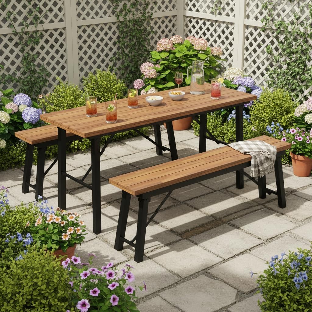 Weatherproof Acacia Wood Outdoor Folding Bench