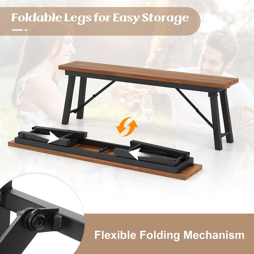 Weatherproof Acacia Wood Outdoor Folding Bench
