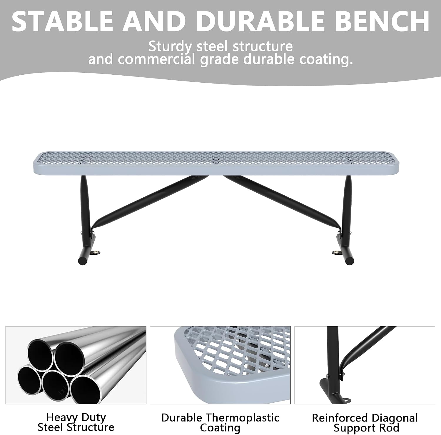 Heavy‑Duty Metal Outdoor Park Bench
