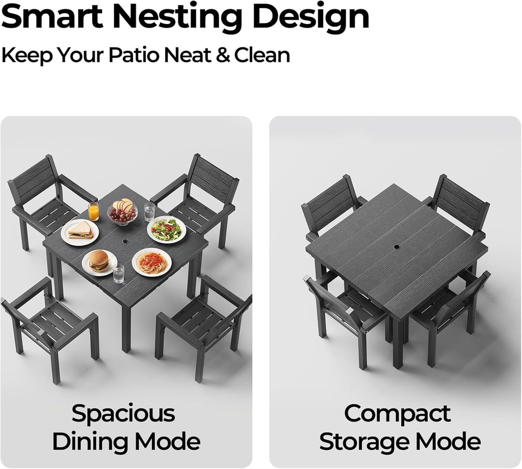 HDPE 5‑Piece Outdoor Patio Dining Set