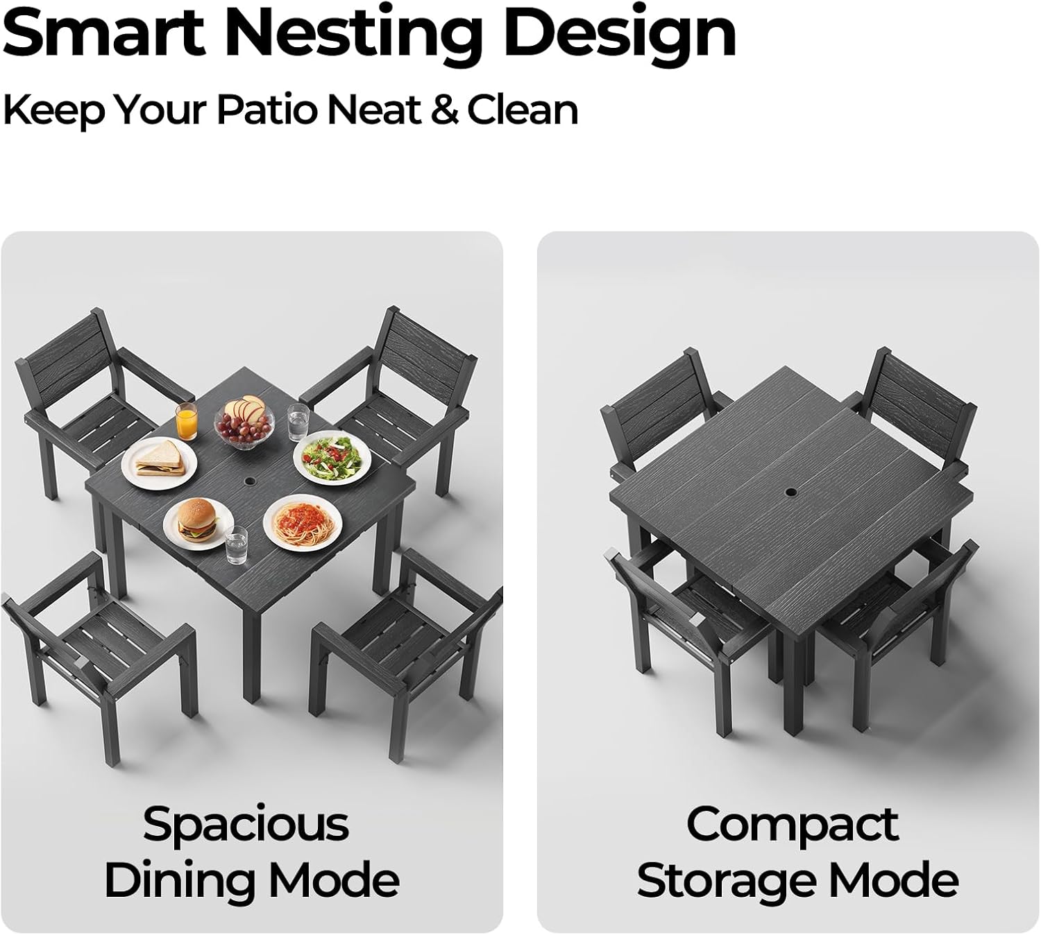 HDPE 5‑Piece Outdoor Patio Dining Set