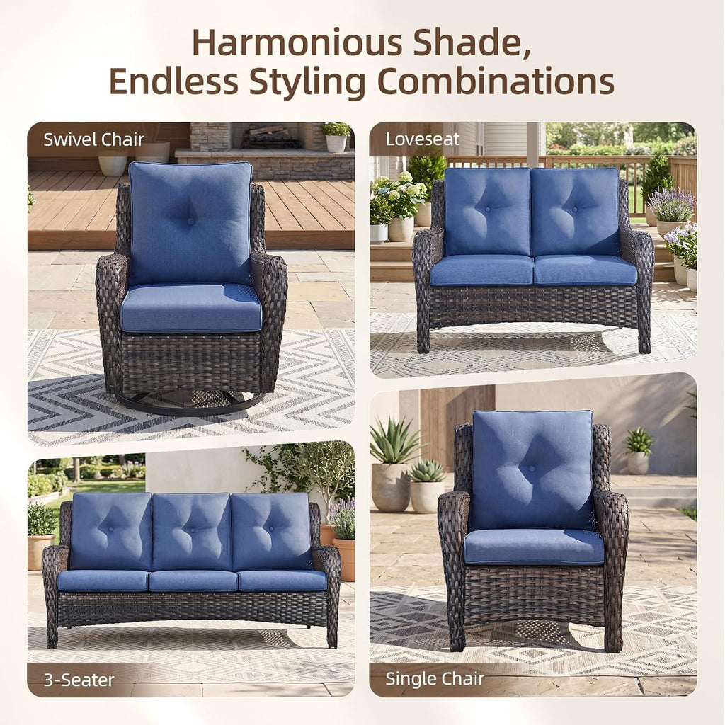 Heavy‑Duty Wicker 3‑Seat Outdoor Patio Sofa