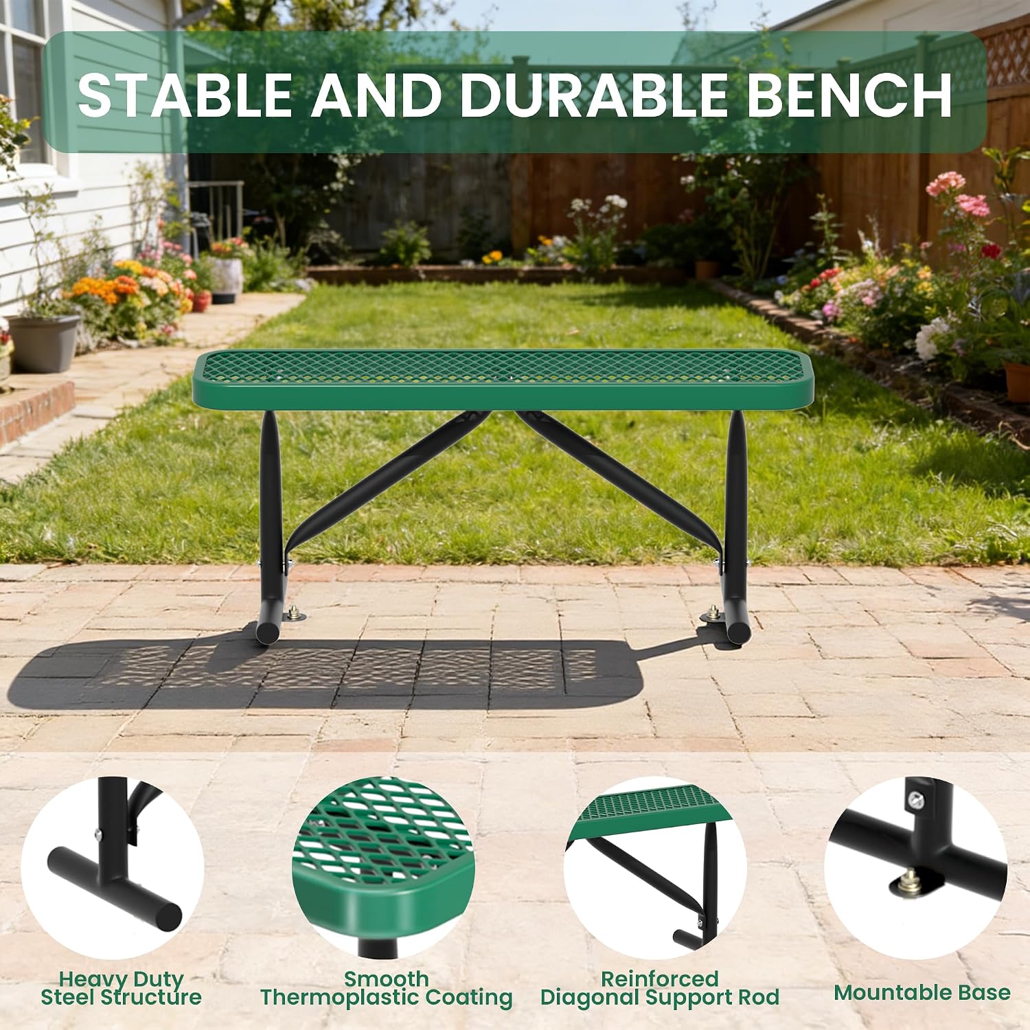 Heavy‑Duty Weatherproof Metal Outdoor Bench