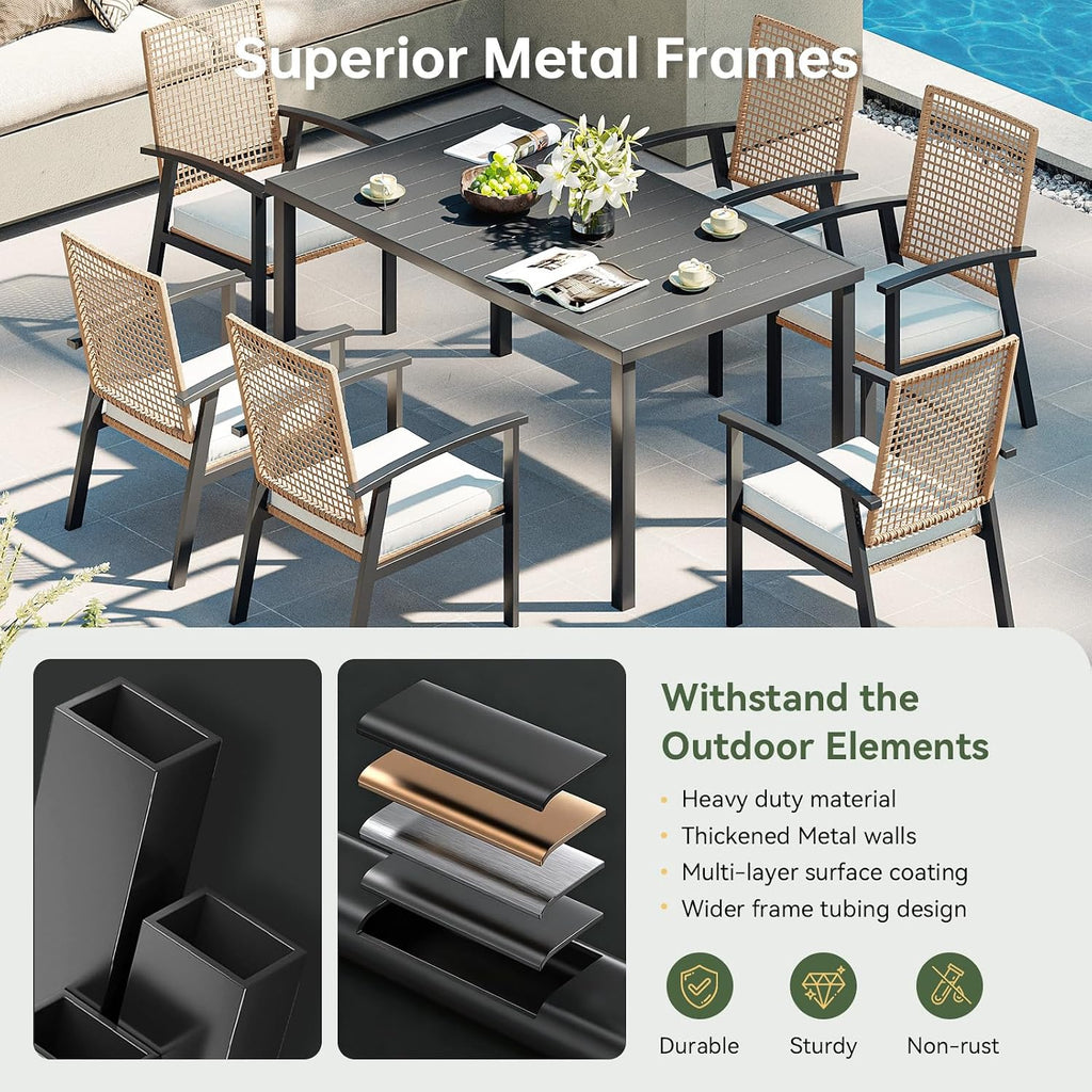 Wicker 7‑Piece Outdoor Patio Dining Set