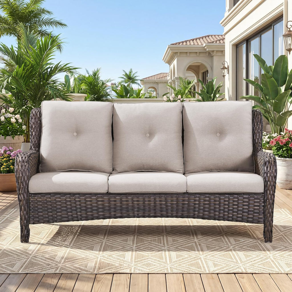 All‑Weather Wicker 3‑Seat Outdoor Patio Sofa