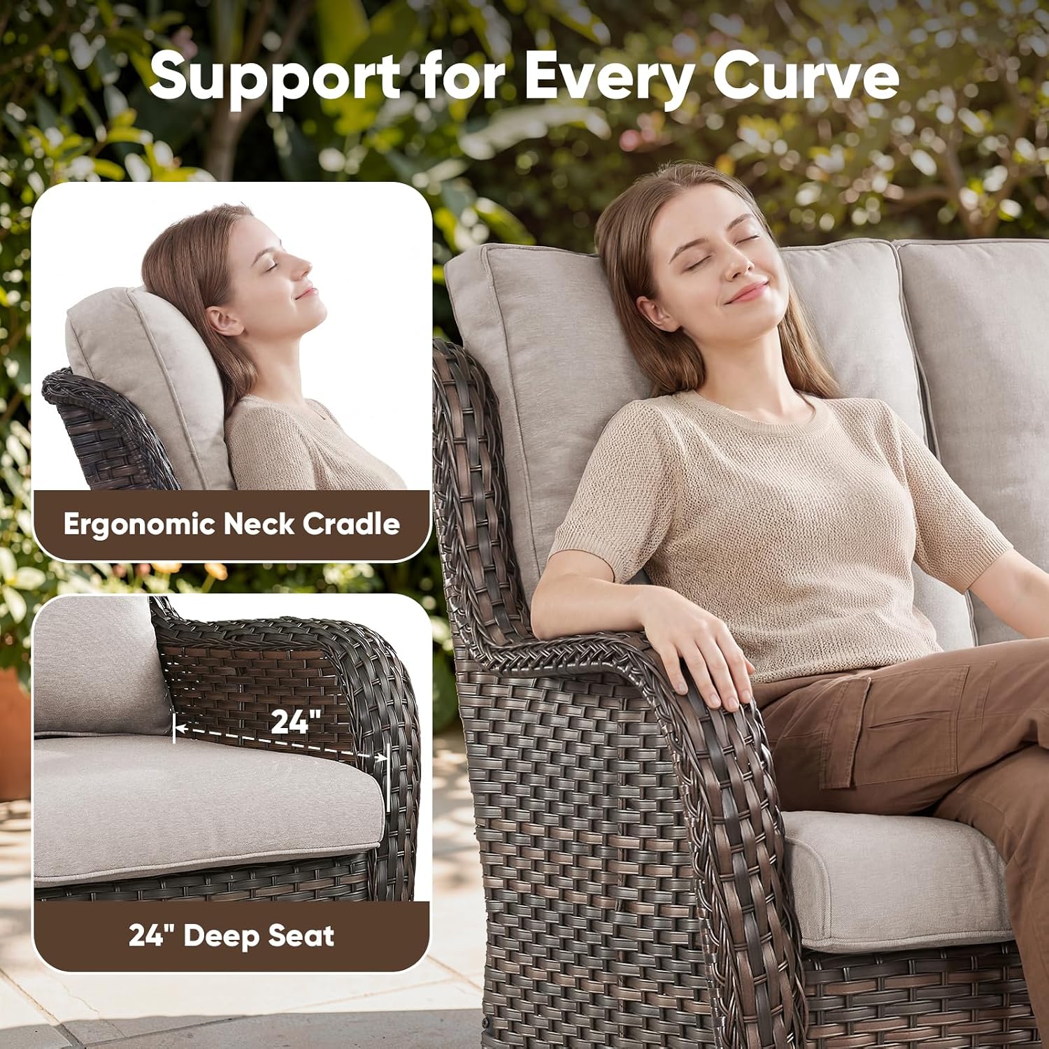 All‑Weather Wicker 3‑Seat Outdoor Patio Sofa