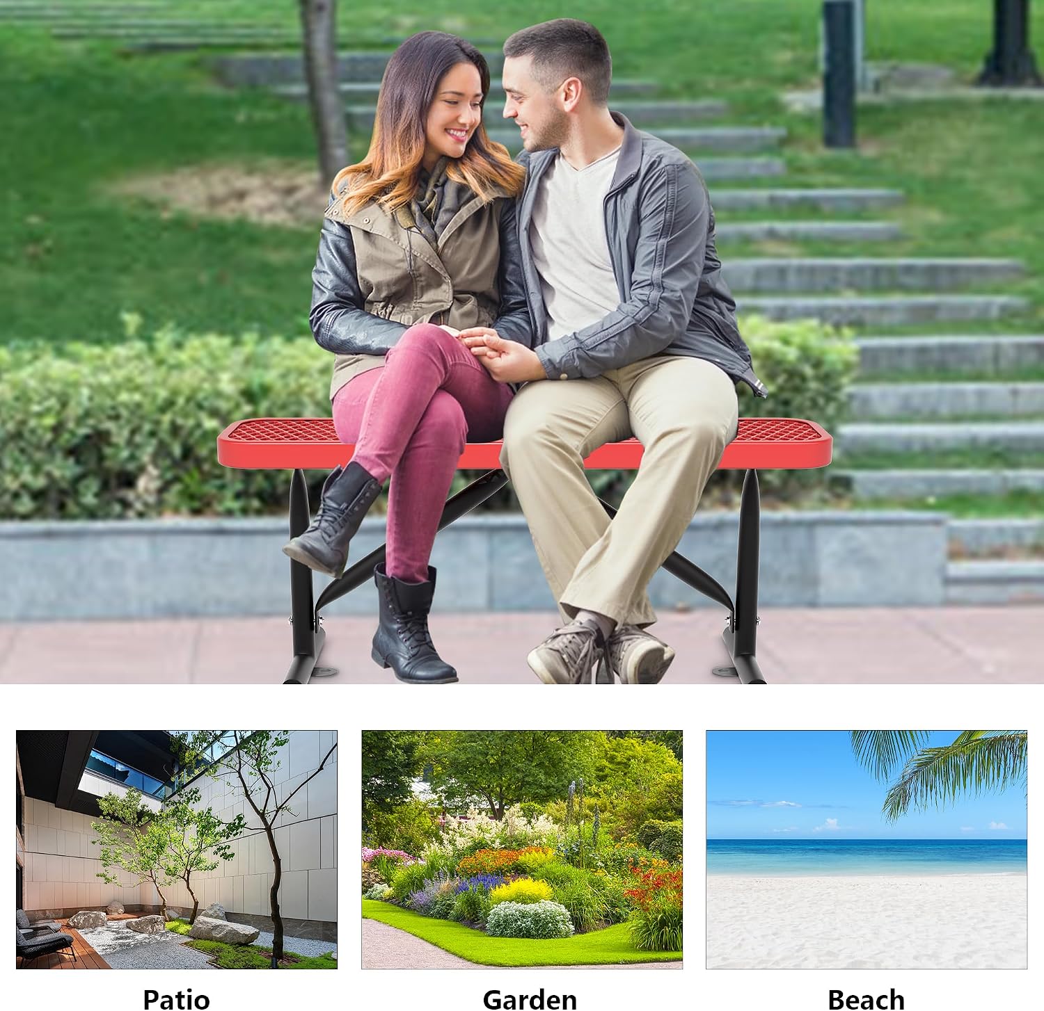 Heavy‑Duty Metal Outdoor Park Bench