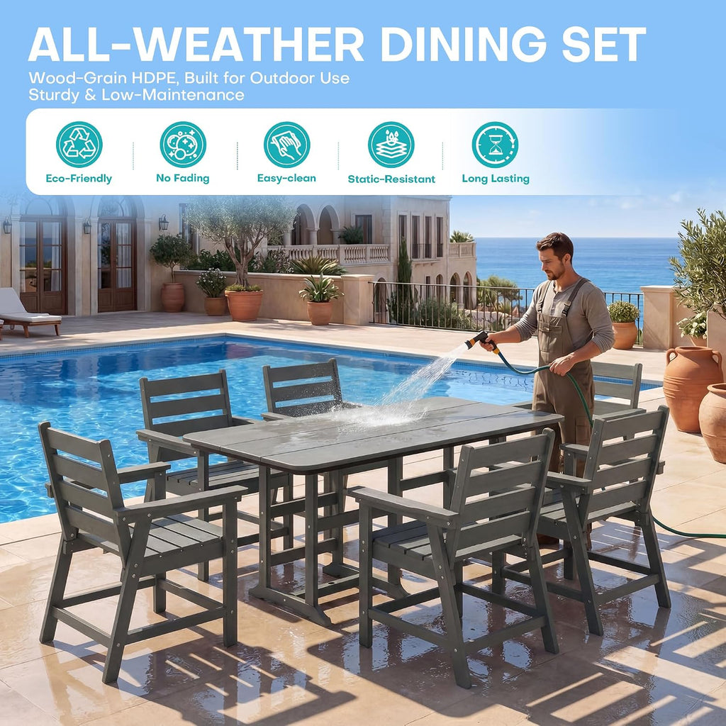 HDPE 7‑Piece Outdoor Patio Dining Set