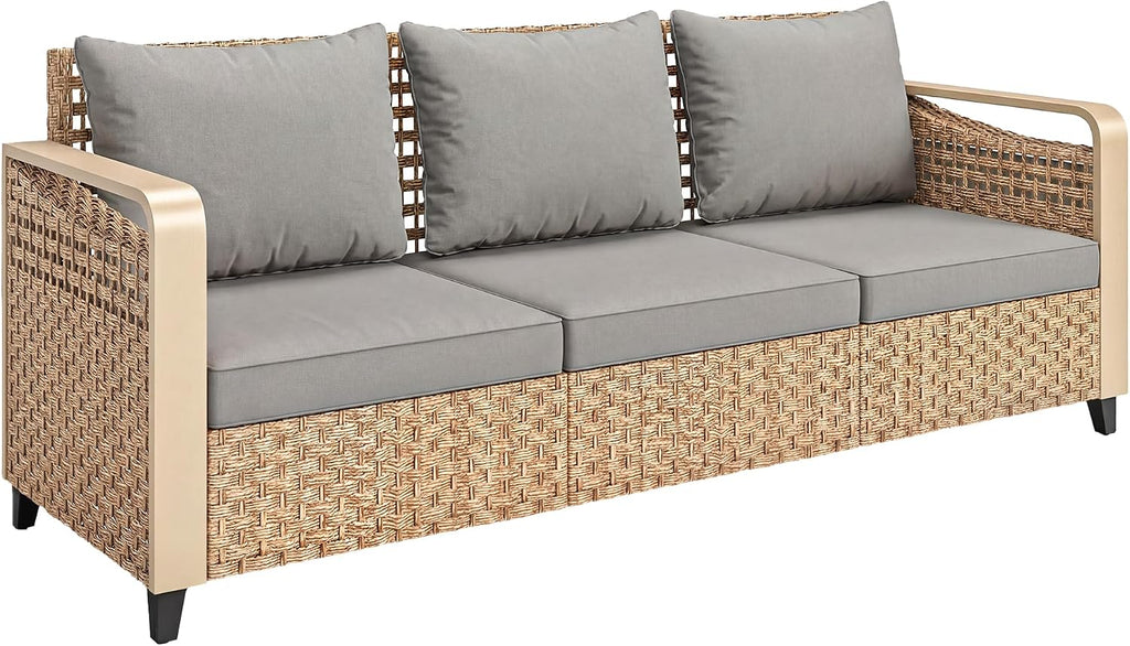 Wicker 3‑Seat Deep‑Seat Outdoor Patio Sofa
