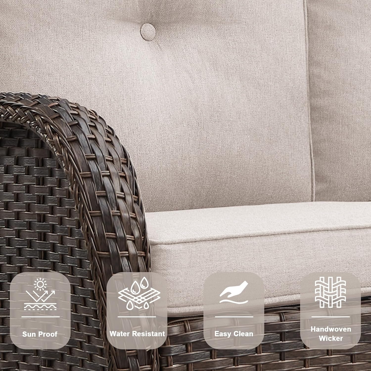All‑Weather Wicker 3‑Seat Outdoor Patio Sofa
