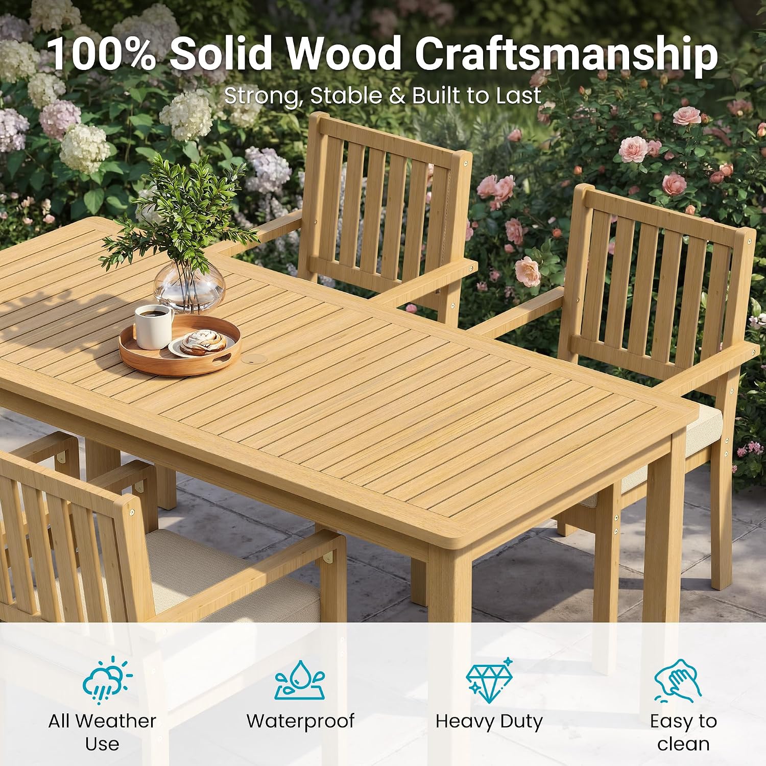 Acacia Wood Outdoor Patio Dining Set