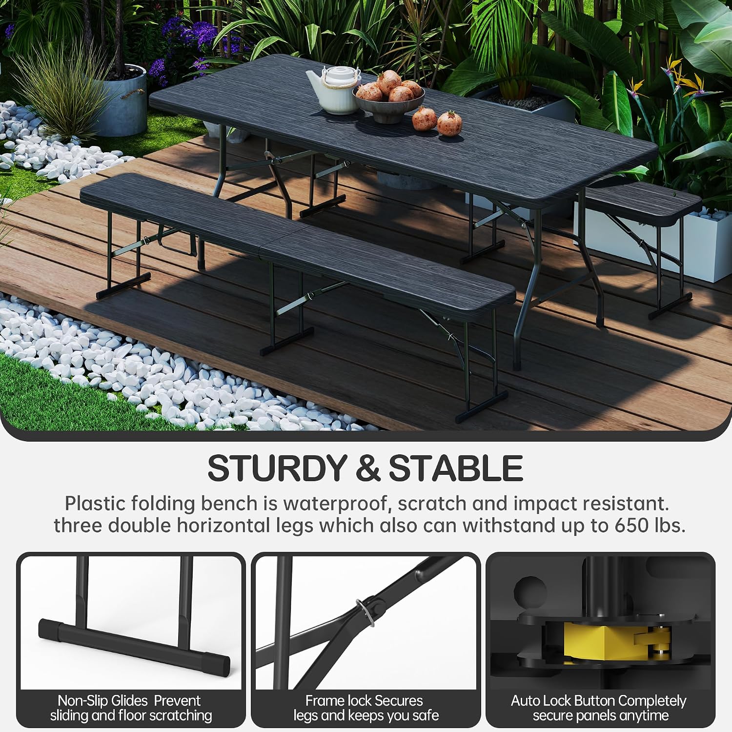 Portable Plastic Indoor Outdoor Folding Bench