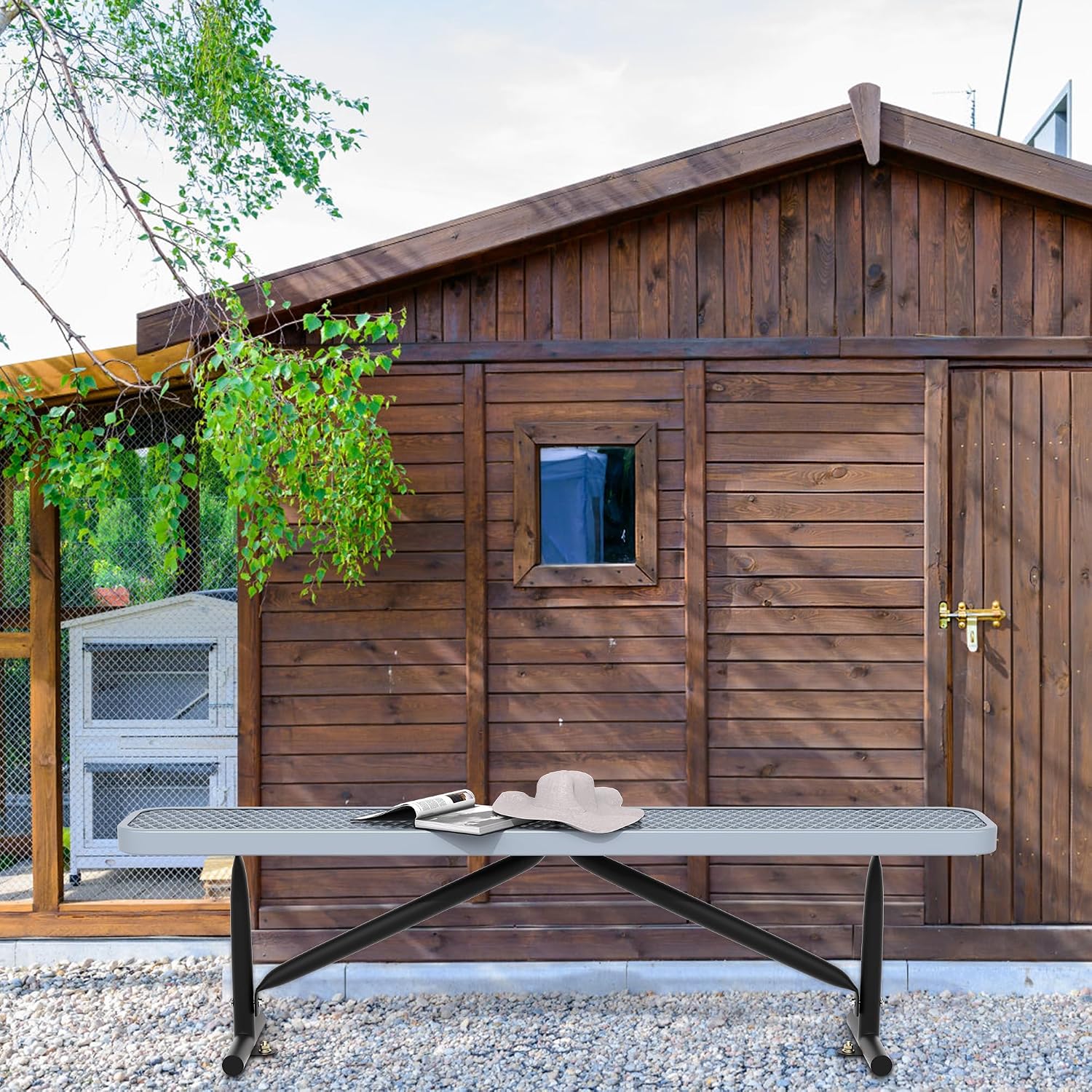 Heavy‑Duty Metal Outdoor Park Bench