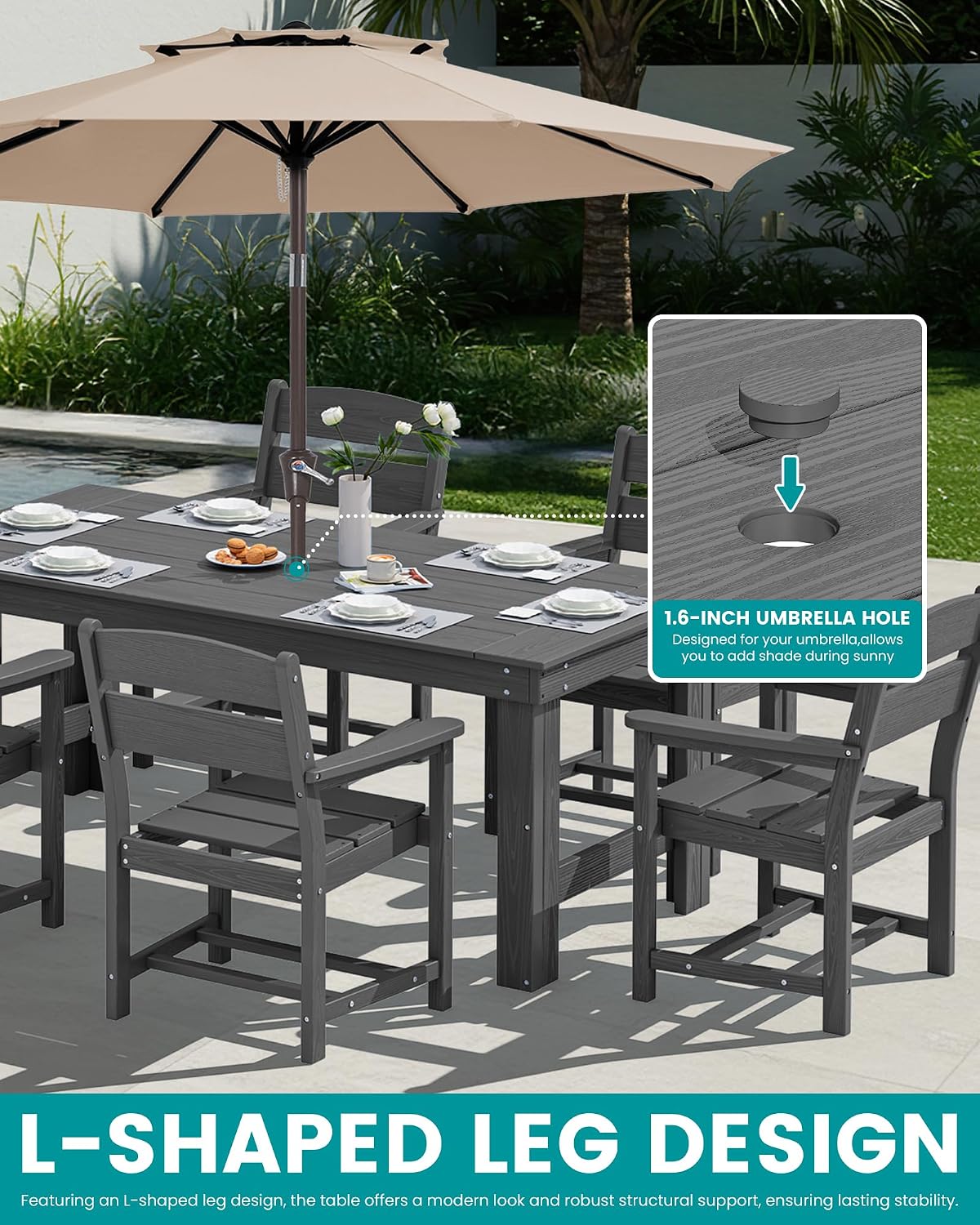 HDPE 4‑Seat Patio Outdoor Dining Set