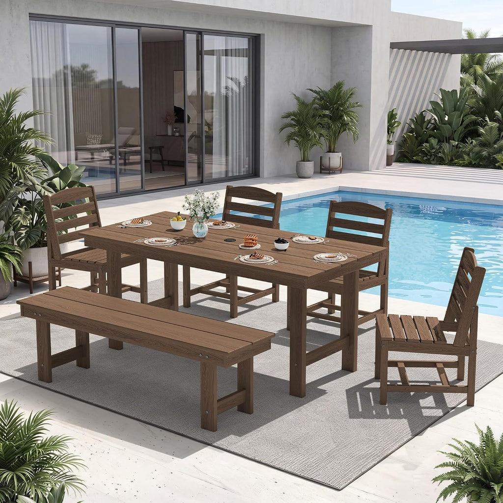 HDPE 6‑Piece Outdoor Patio Dining Set