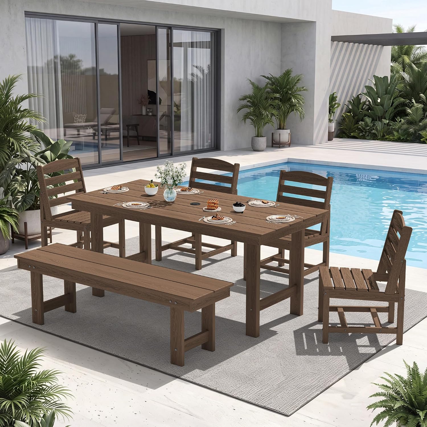 HDPE 6‑Piece Outdoor Patio Dining Set