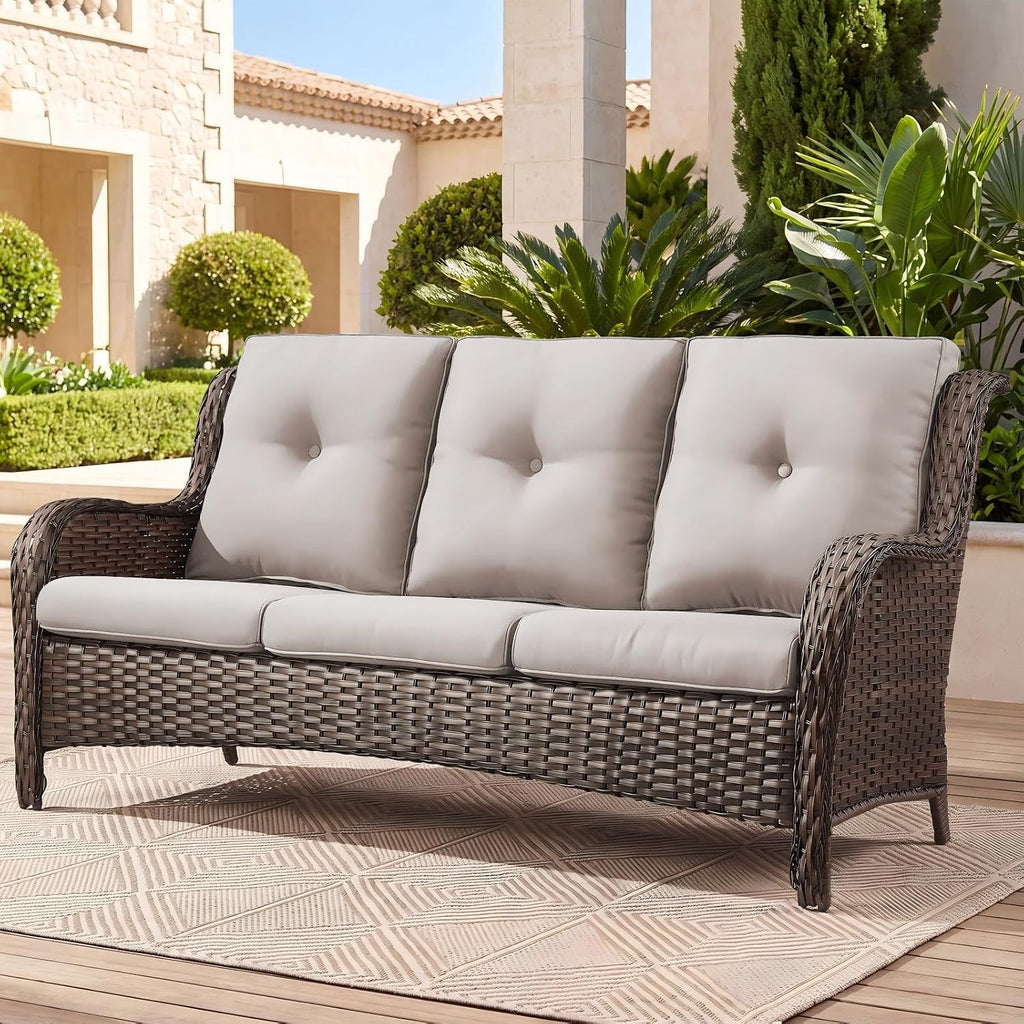 All‑Weather Wicker 3‑Seat Outdoor Patio Sofa