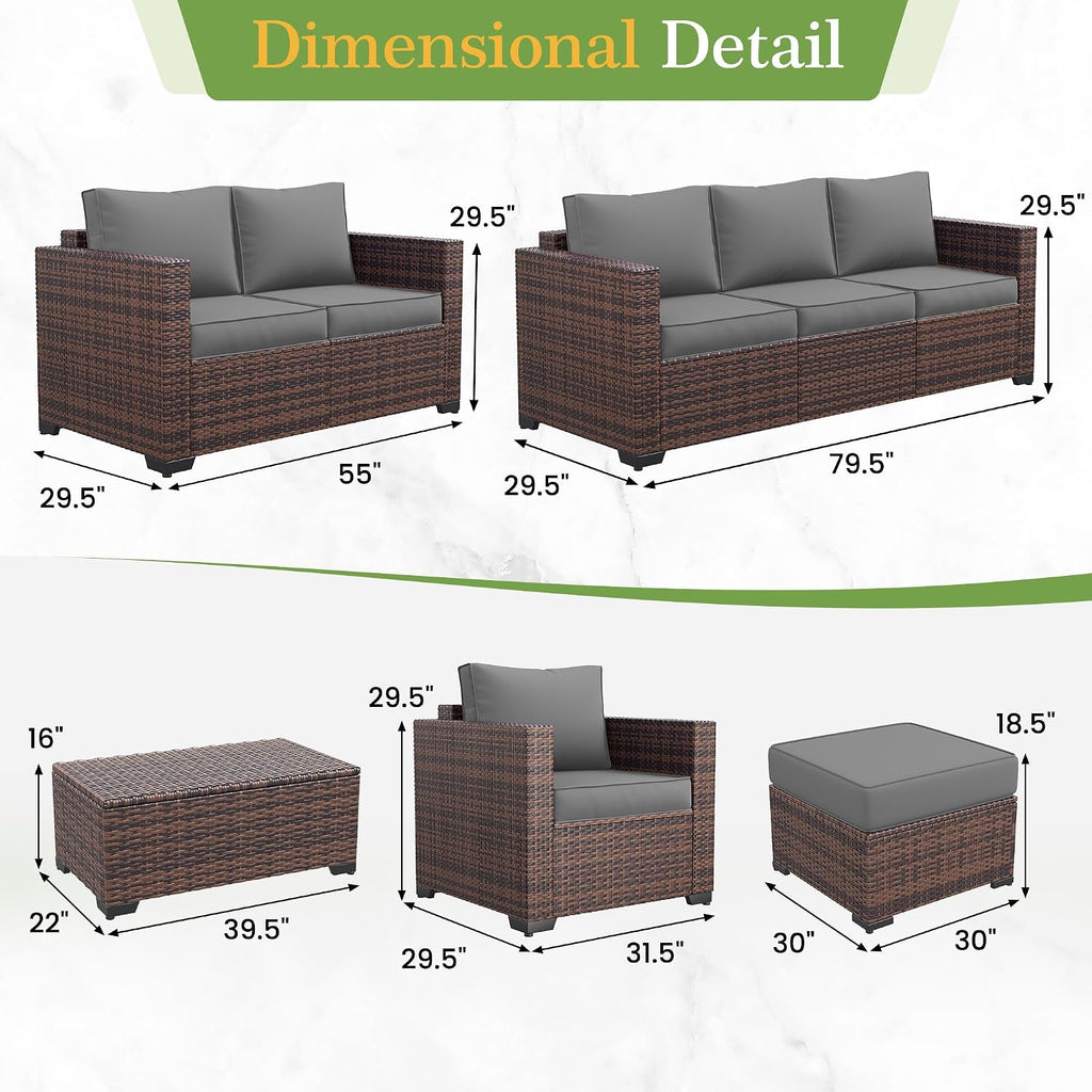 Wicker 2‑Seat Outdoor Patio Loveseat Sofa