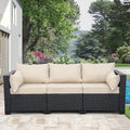 Wicker 3‑Seat Waterproof Outdoor Patio Sofa