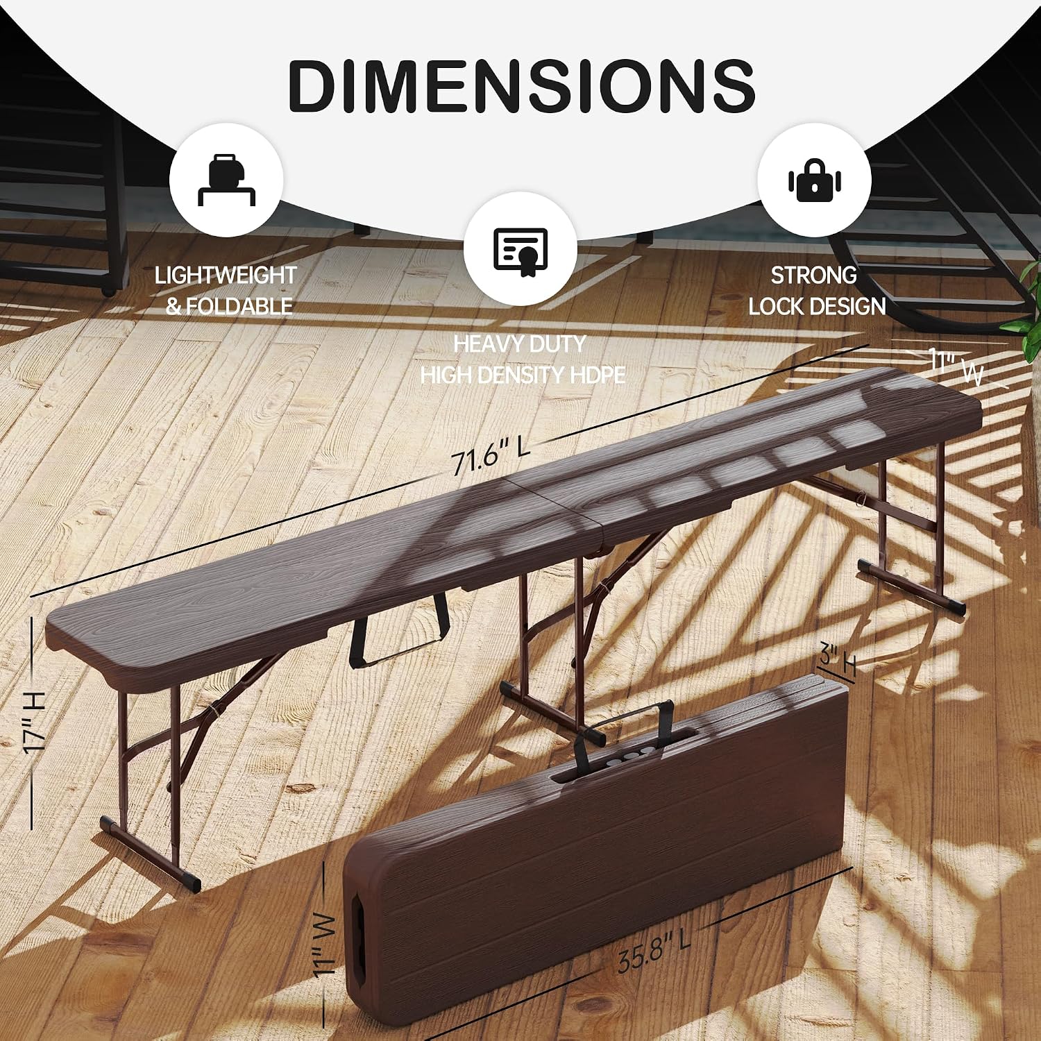 Portable Plastic Indoor Outdoor Folding Bench