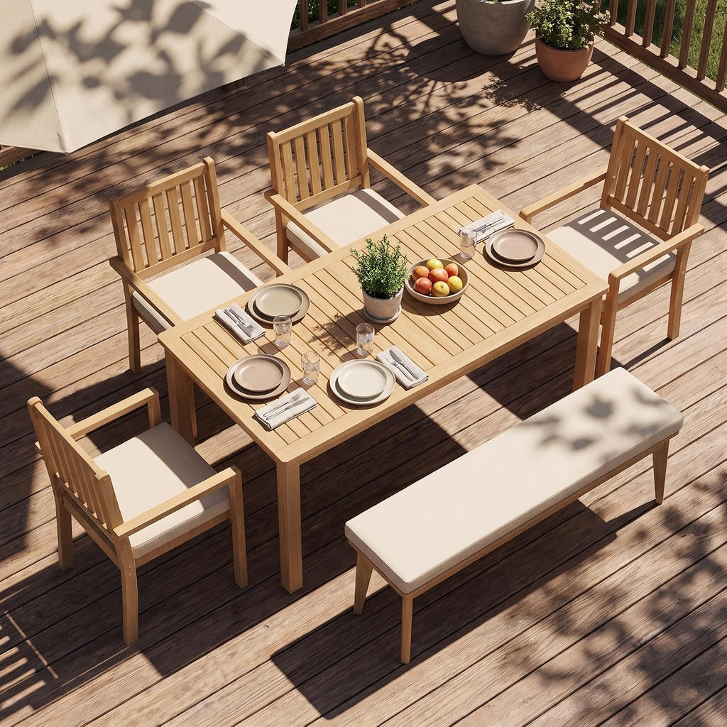 Acacia Wood Outdoor Patio Dining Set
