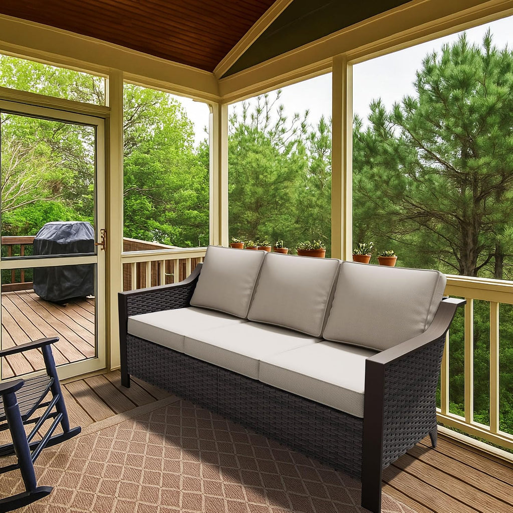 All‑Weather Wicker 3‑Seat Outdoor Patio Sofa
