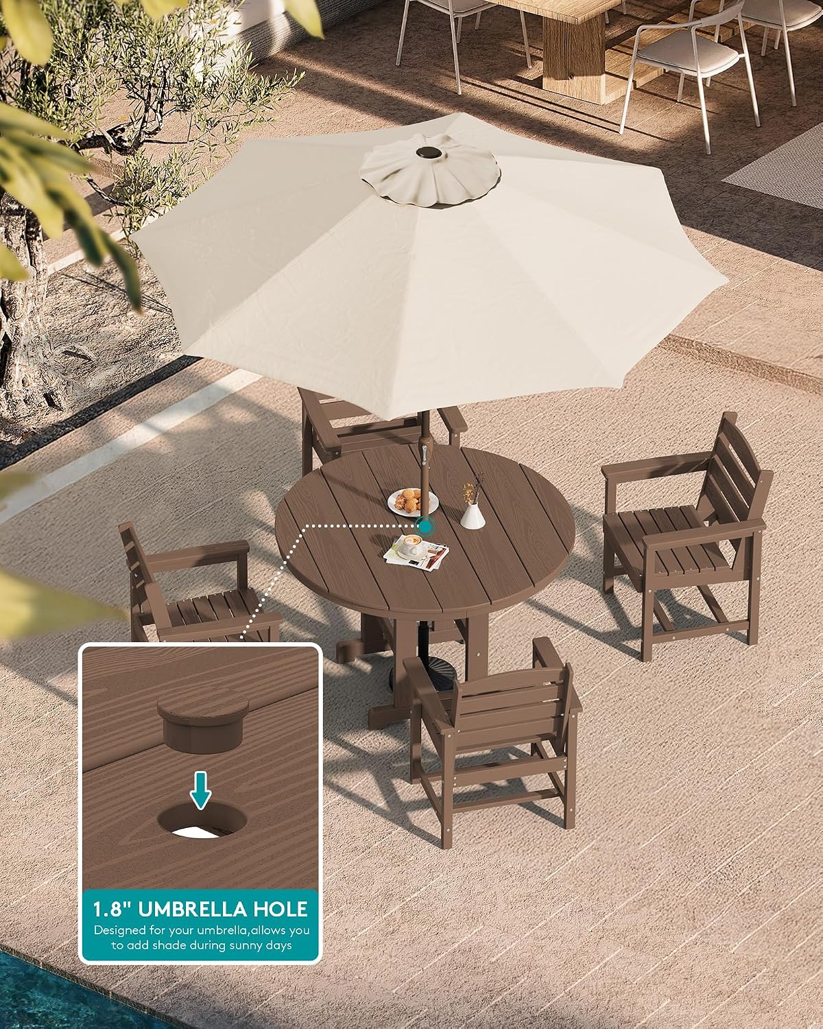 HDPE Round Outdoor Dining Furniture Set