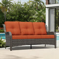 Wicker 3‑Seat High‑Back Outdoor Patio Sofa