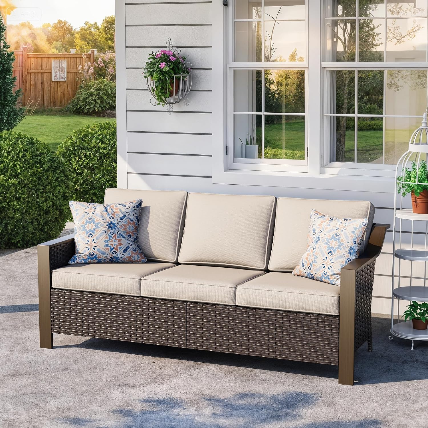 All‑Weather Wicker 3‑Seat Outdoor Patio Sofa