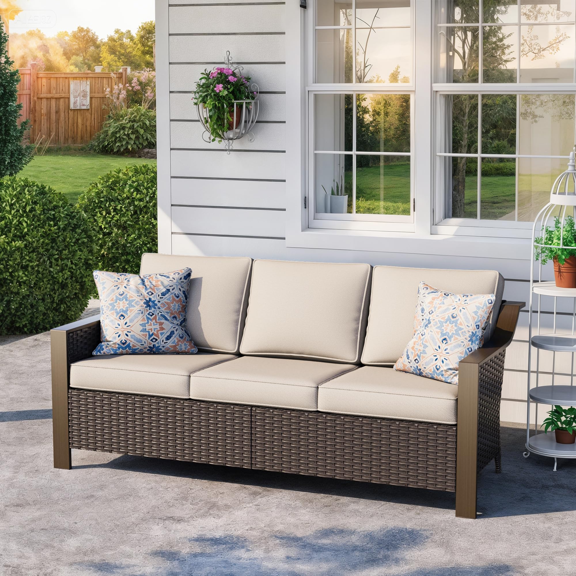 All‑Weather Wicker 3‑Seat Outdoor Patio Sofa