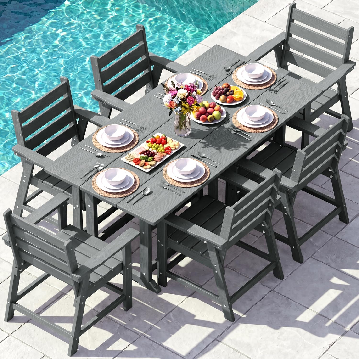 HDPE 7‑Piece Outdoor Patio Dining Set
