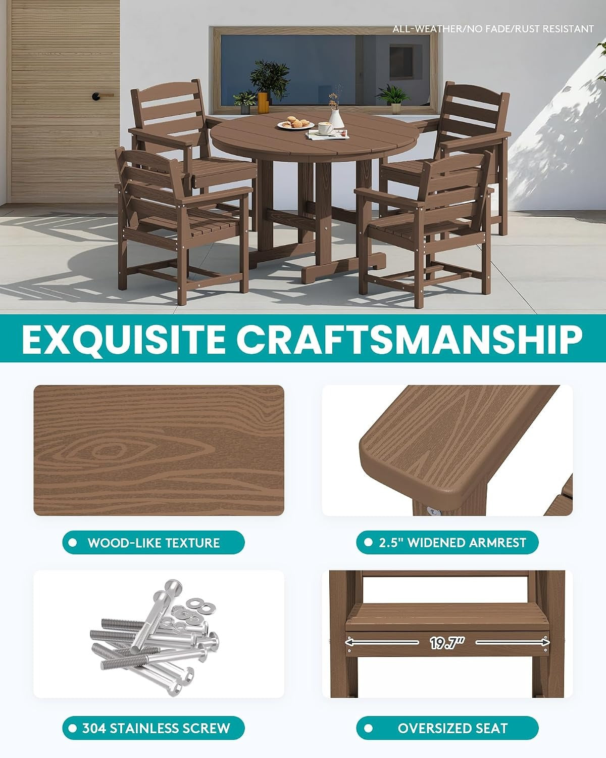HDPE Round Outdoor Dining Furniture Set