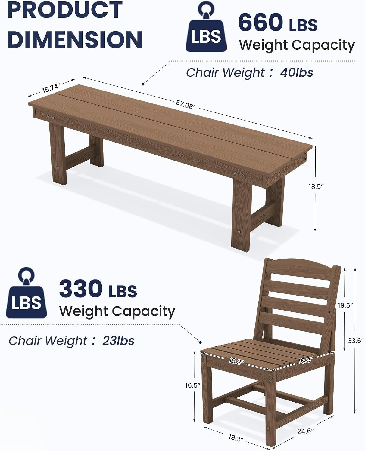 HDPE 6‑Piece Outdoor Patio Dining Set