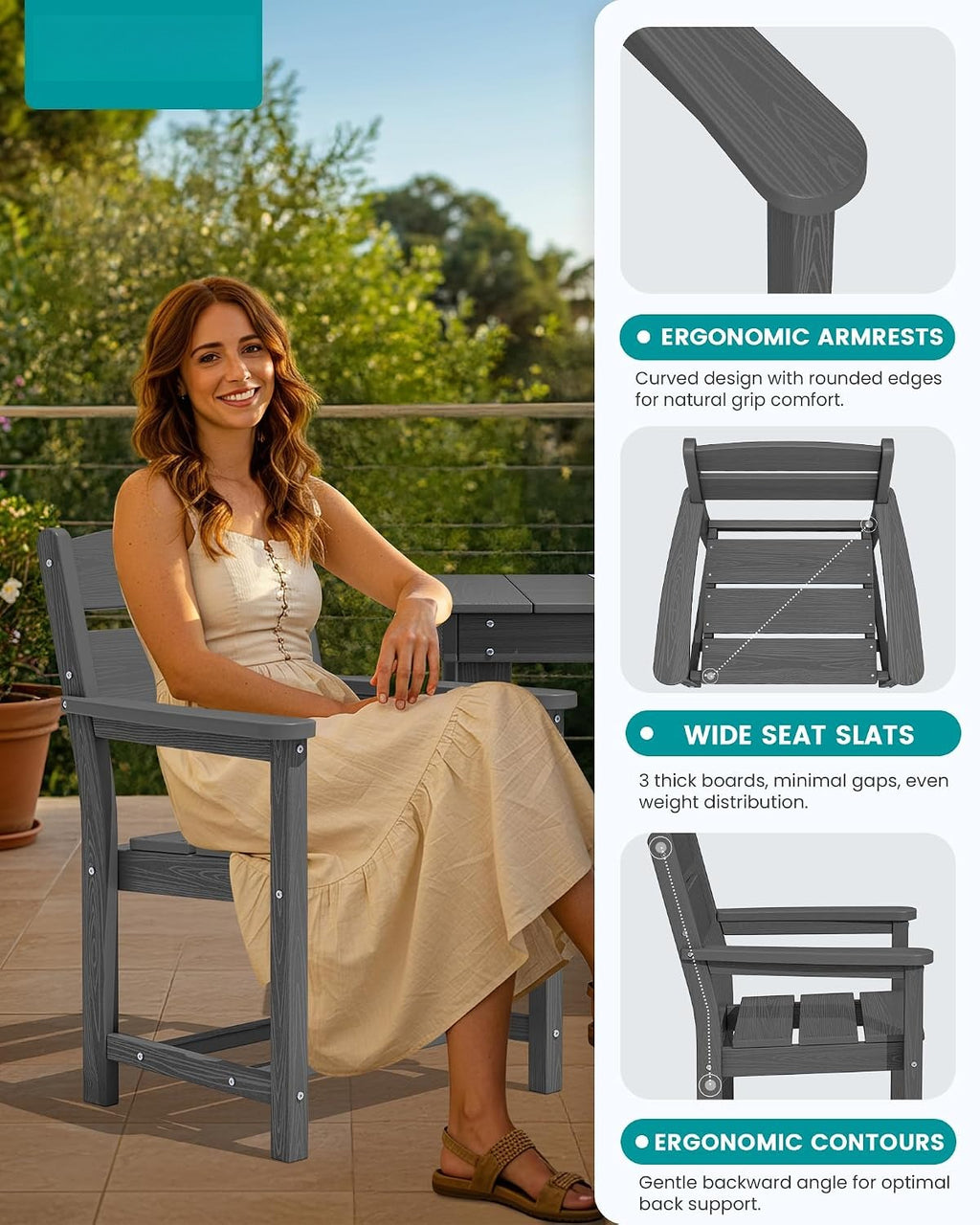 HDPE 4‑Seat Patio Outdoor Dining Set